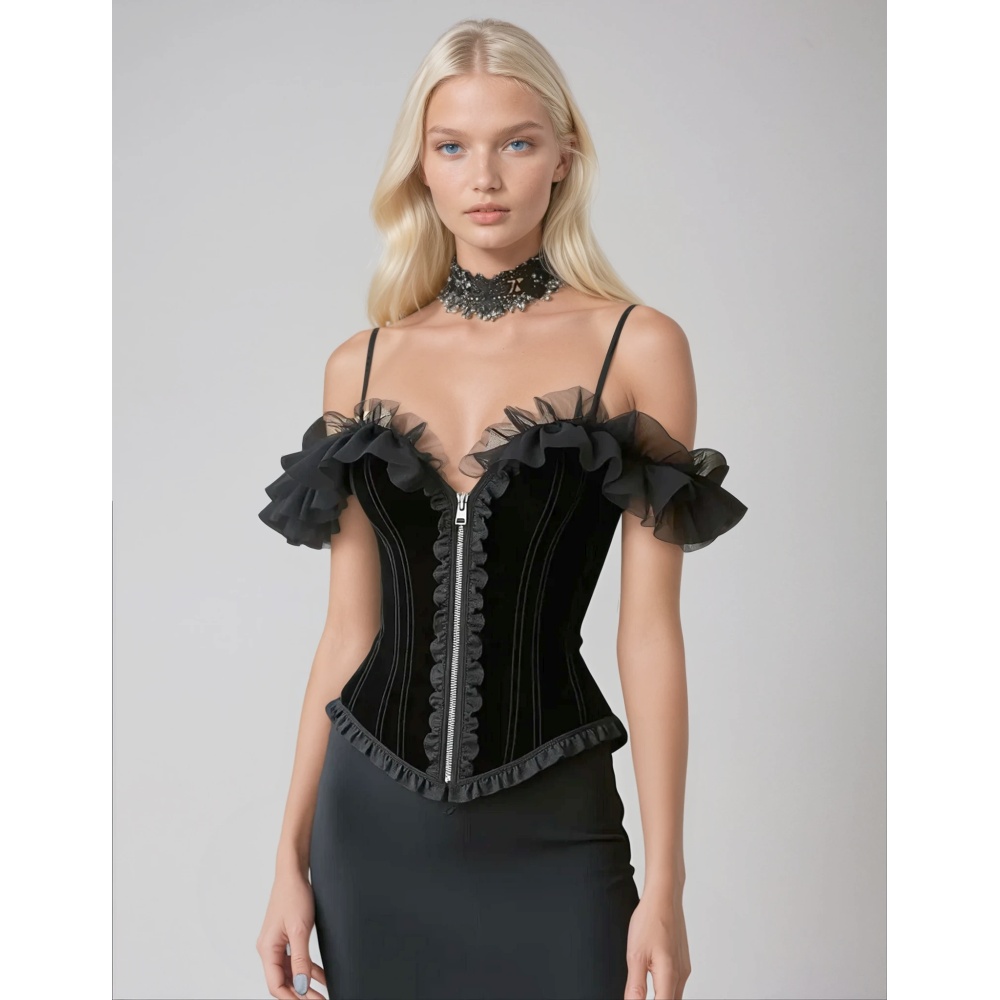 Attitude Corsets - Gilgal Cold Shoulder Vollbrust Korsett - Schwarz